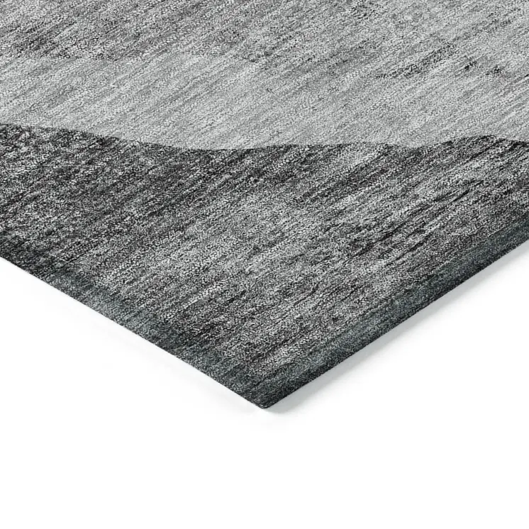 9' X 12' Gray Charcoal And Silver Abstract Washable Indoor Outdoor Area Rug