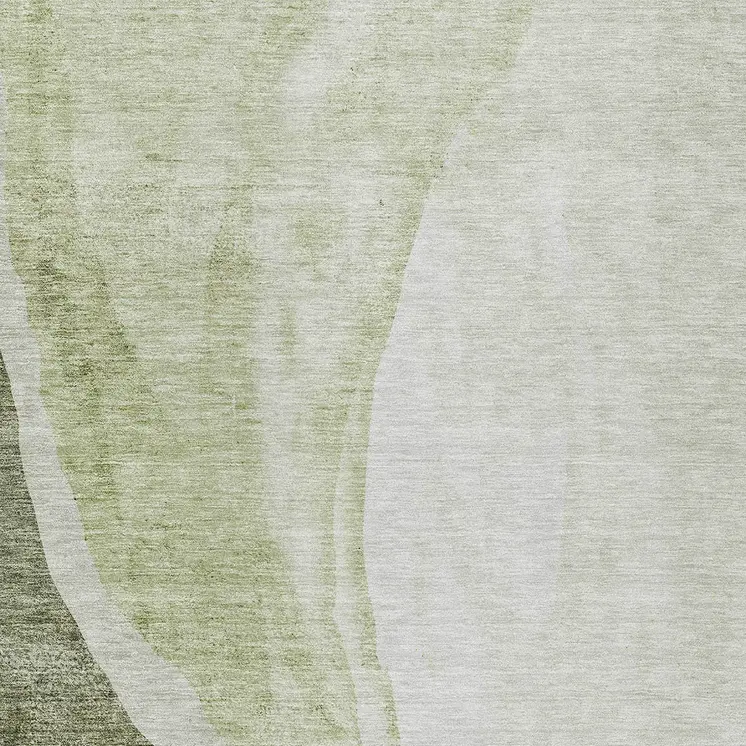 5' X 8' Olive Green And Beige Abstract Washable Indoor Outdoor Area Rug