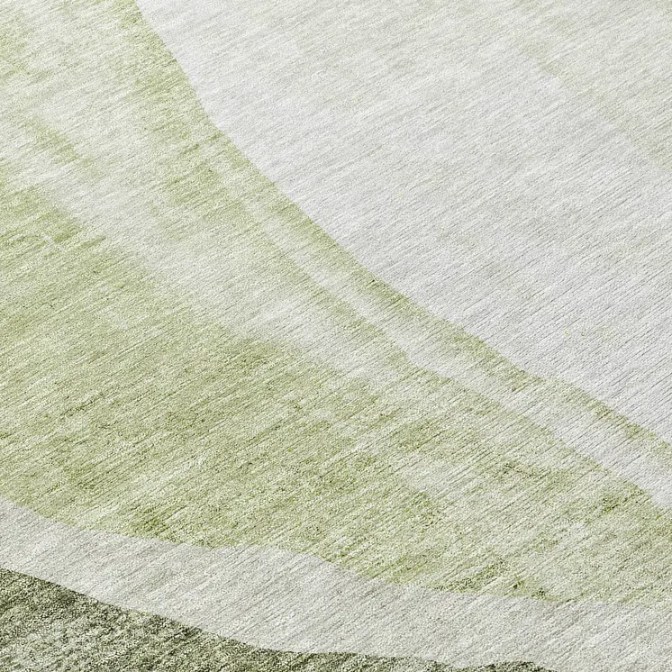 8' Olive Green And Beige Round Abstract Washable Indoor Outdoor Area Rug