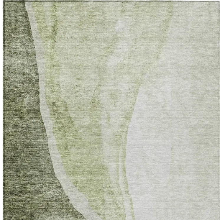 9' X 12' Olive Green And Beige Abstract Washable Indoor Outdoor Area Rug
