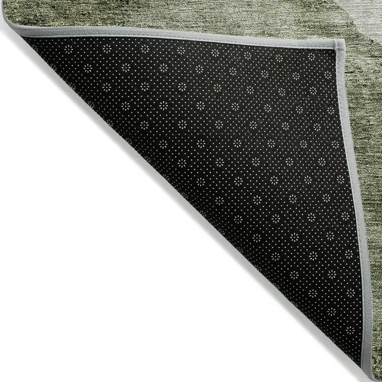 9' X 12' Olive Green And Beige Abstract Washable Indoor Outdoor Area Rug