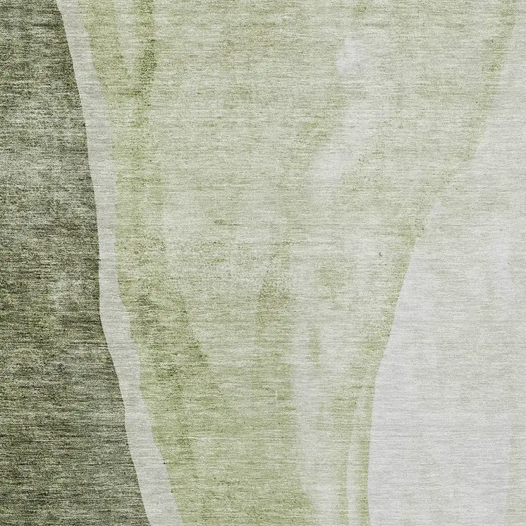 9' X 12' Olive Green And Beige Abstract Washable Indoor Outdoor Area Rug