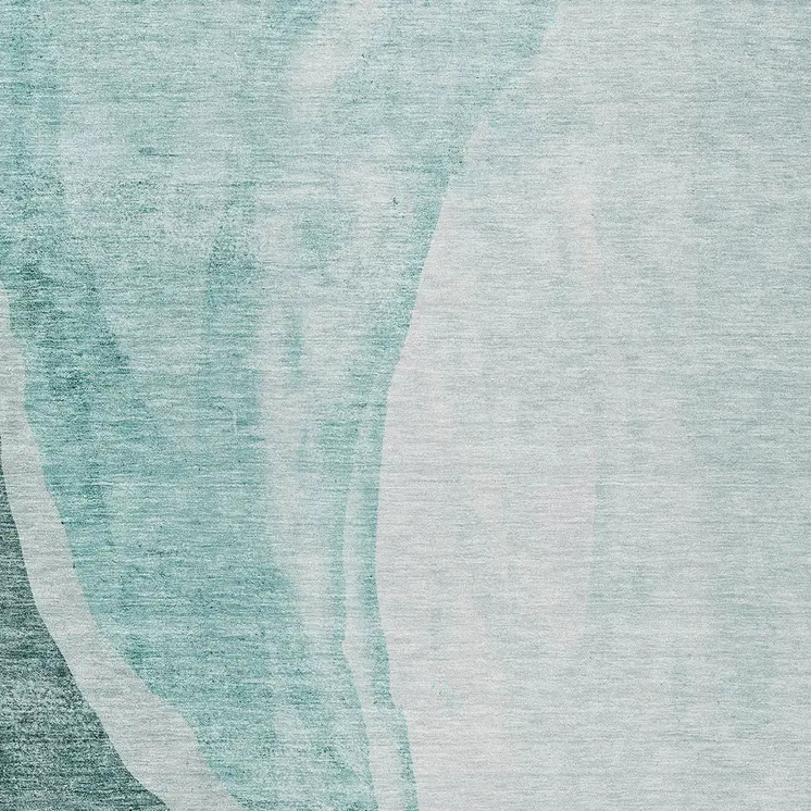3' X 5' Teal Blue Aqua And Mint Green Abstract Washable Indoor Outdoor Area Rug