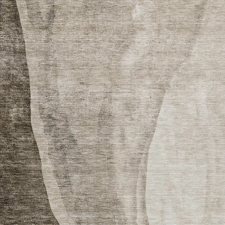 5' X 8' Taupe And Brown Abstract Washable Indoor Outdoor Area Rug