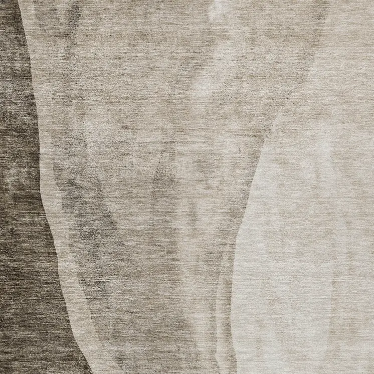 9' X 12' Taupe And Brown Abstract Washable Indoor Outdoor Area Rug