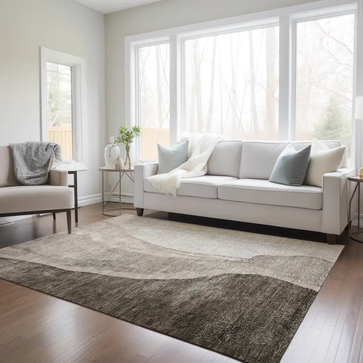 9' X 12' Taupe And Brown Abstract Washable Indoor Outdoor Area Rug