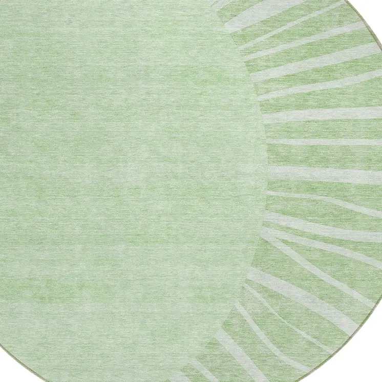 8' Green And Mint Green Round Abstract Washable Indoor Outdoor Area Rug