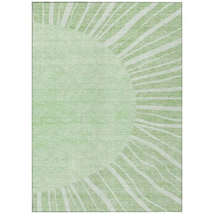 8' X 10' Green And Mint Green Abstract Washable Indoor Outdoor Area Rug