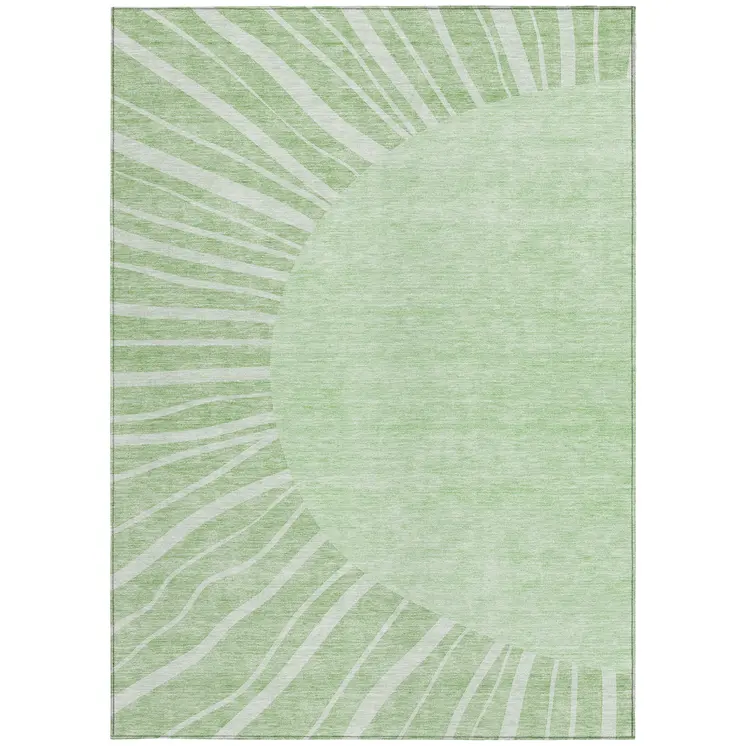 10' X 14' Green And Mint Green Abstract Washable Indoor Outdoor Area Rug