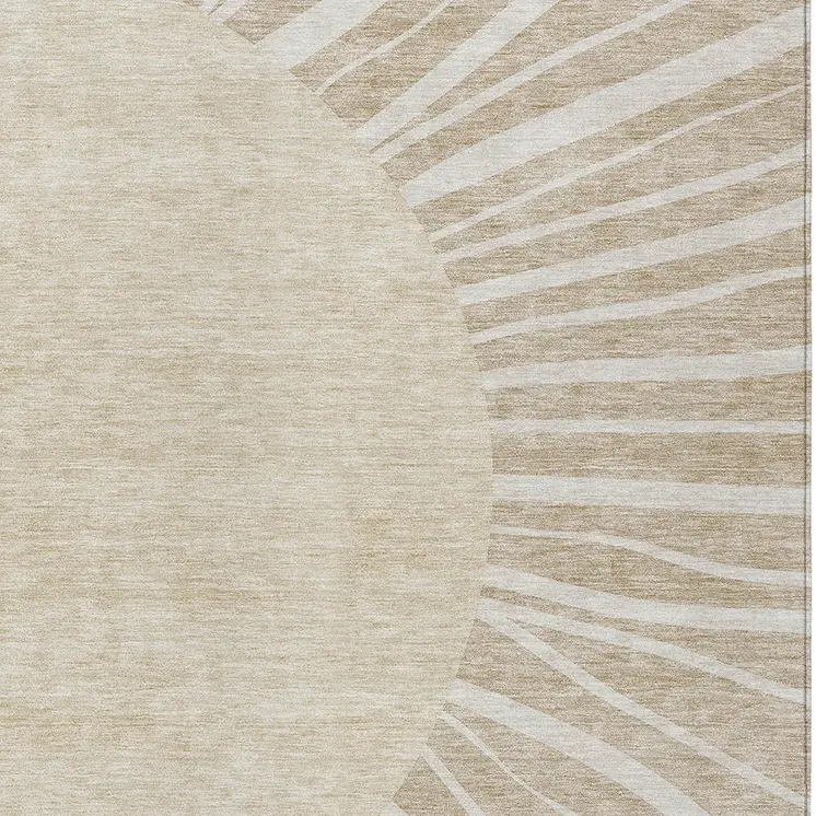 3' X 5' Beige And Khaki Abstract Washable Indoor Outdoor Area Rug
