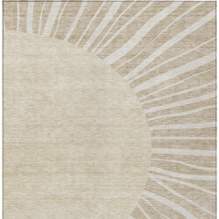 9' X 12' Beige And Khaki Abstract Washable Indoor Outdoor Area Rug