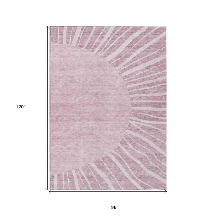 8' X 10' Blush Pink And Mauve Abstract Washable Indoor Outdoor Area Rug