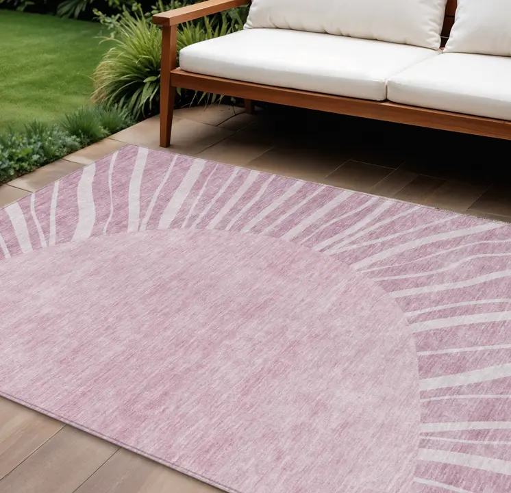8' X 10' Blush Pink And Mauve Abstract Washable Indoor Outdoor Area Rug