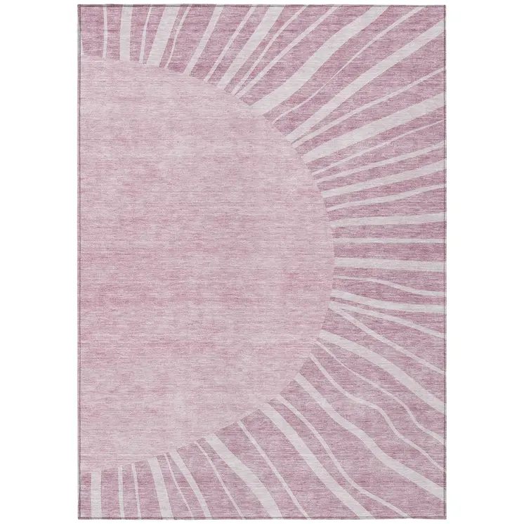 8' X 10' Blush Pink And Mauve Abstract Washable Indoor Outdoor Area Rug