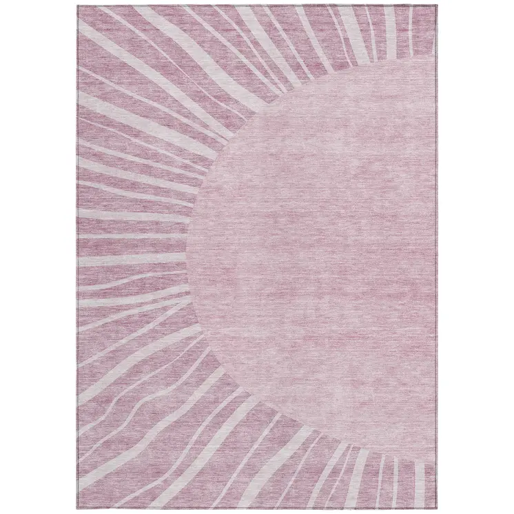 8' X 10' Blush Pink And Mauve Abstract Washable Indoor Outdoor Area Rug