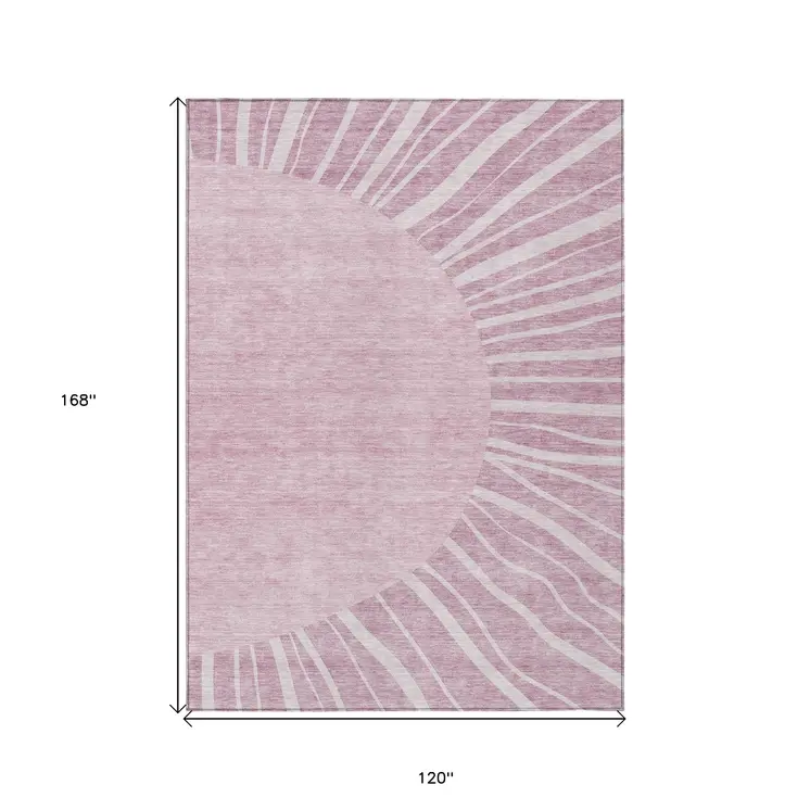 10' X 14' Blush Pink And Mauve Abstract Washable Indoor Outdoor Area Rug