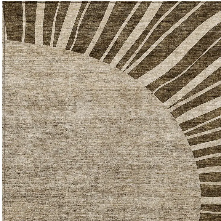 3' X 5' Brown Taupe And Beige Abstract Washable Indoor Outdoor Area Rug