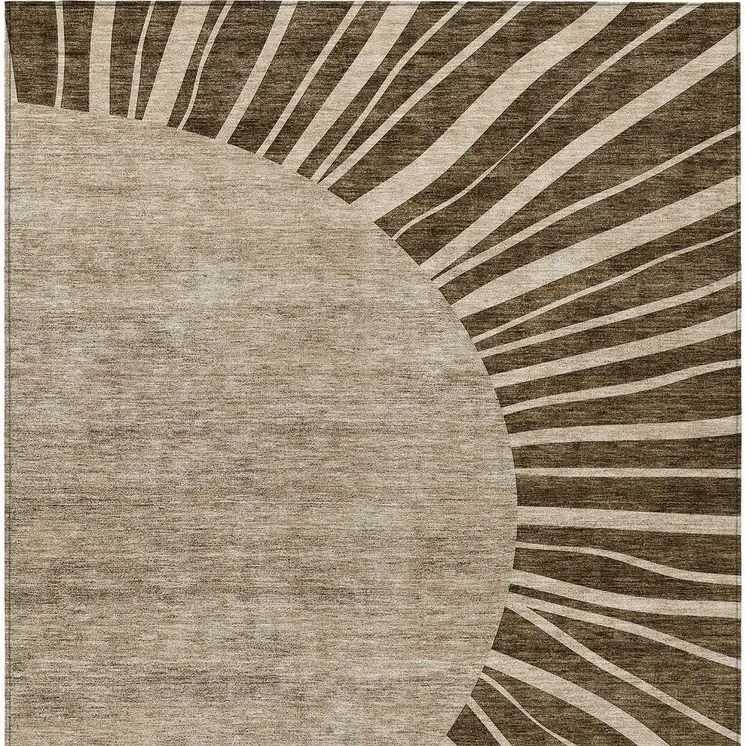 5' X 8' Brown Taupe And Beige Abstract Washable Indoor Outdoor Area Rug