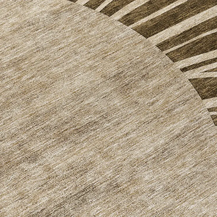 8' Brown Taupe And Beige Round Abstract Washable Indoor Outdoor Area Rug