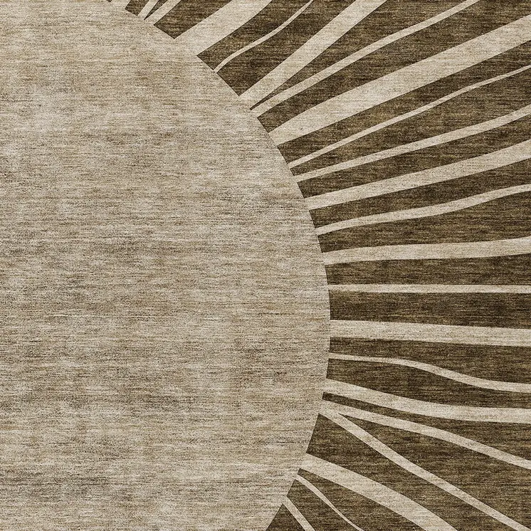 8' X 10' Brown Taupe And Beige Abstract Washable Indoor Outdoor Area Rug