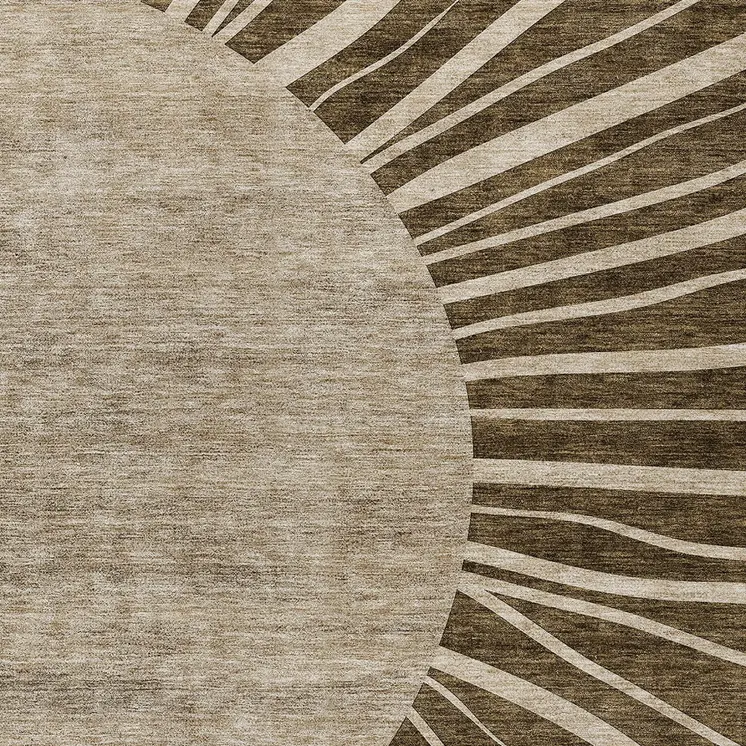 9' X 12' Brown Taupe And Beige Abstract Washable Indoor Outdoor Area Rug