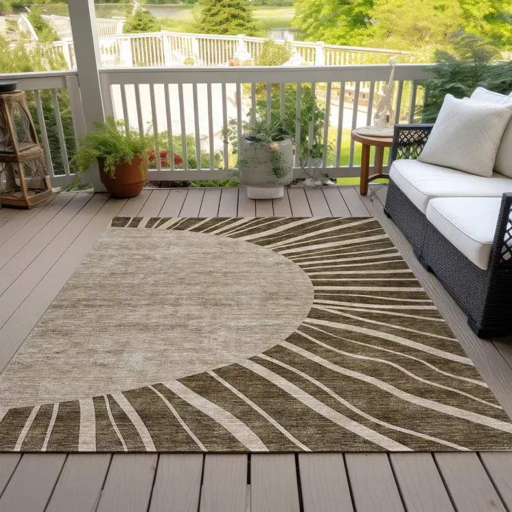 10' X 14' Brown Taupe And Beige Abstract Washable Indoor Outdoor Area Rug
