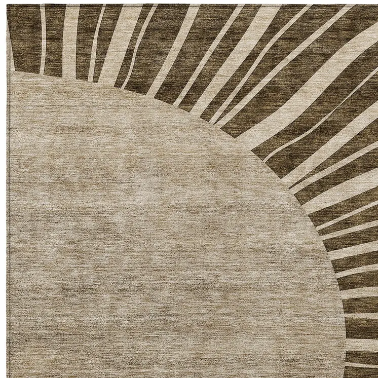 10' X 14' Brown Taupe And Beige Abstract Washable Indoor Outdoor Area Rug