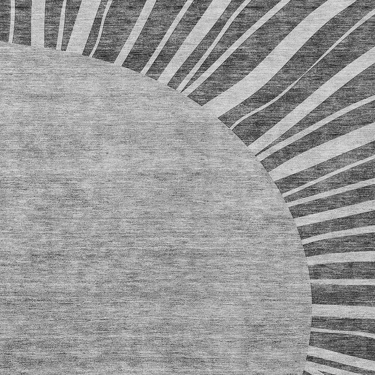 3' X 5' Charcoal Gray And Silver Abstract Washable Indoor Outdoor Area Rug