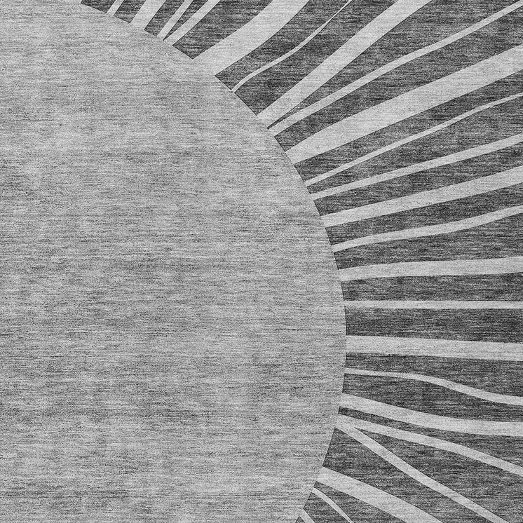 5' X 8' Charcoal Gray And Silver Abstract Washable Indoor Outdoor Area Rug
