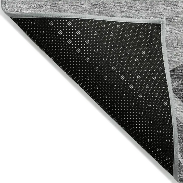8' X 10' Charcoal Gray And Silver Abstract Washable Indoor Outdoor Area Rug