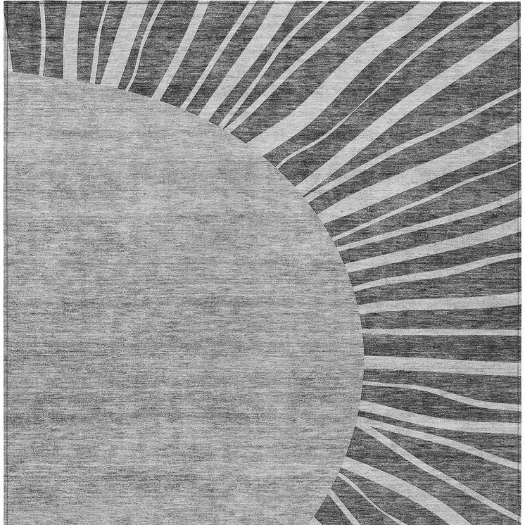 10' X 14' Charcoal Gray And Silver Abstract Washable Indoor Outdoor Area Rug
