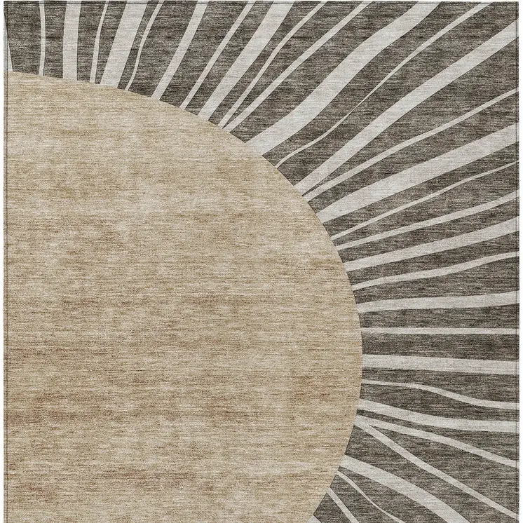 3' X 5' Chocolate Beige And Taupe Abstract Washable Indoor Outdoor Area Rug