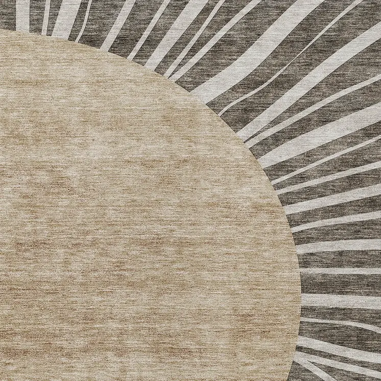 3' X 5' Chocolate Beige And Taupe Abstract Washable Indoor Outdoor Area Rug