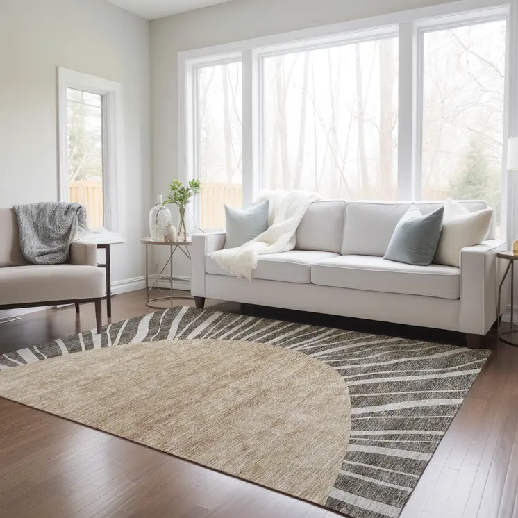 3' X 5' Chocolate Beige And Taupe Abstract Washable Indoor Outdoor Area Rug