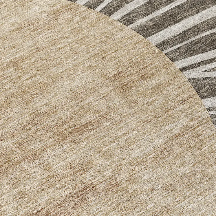 8' Chocolate Beige And Taupe Round Abstract Washable Indoor Outdoor Area Rug