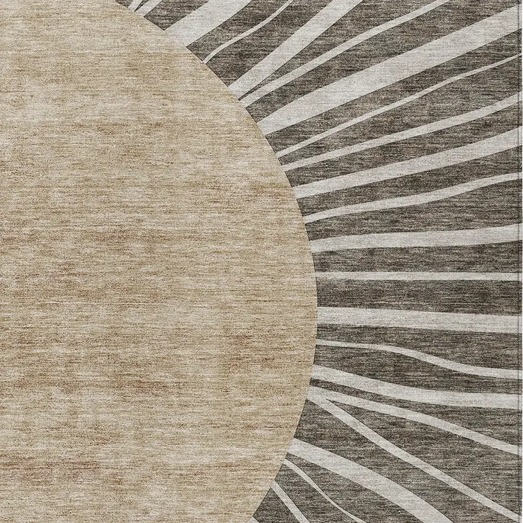 8' X 10' Chocolate Beige And Taupe Abstract Washable Indoor Outdoor Area Rug