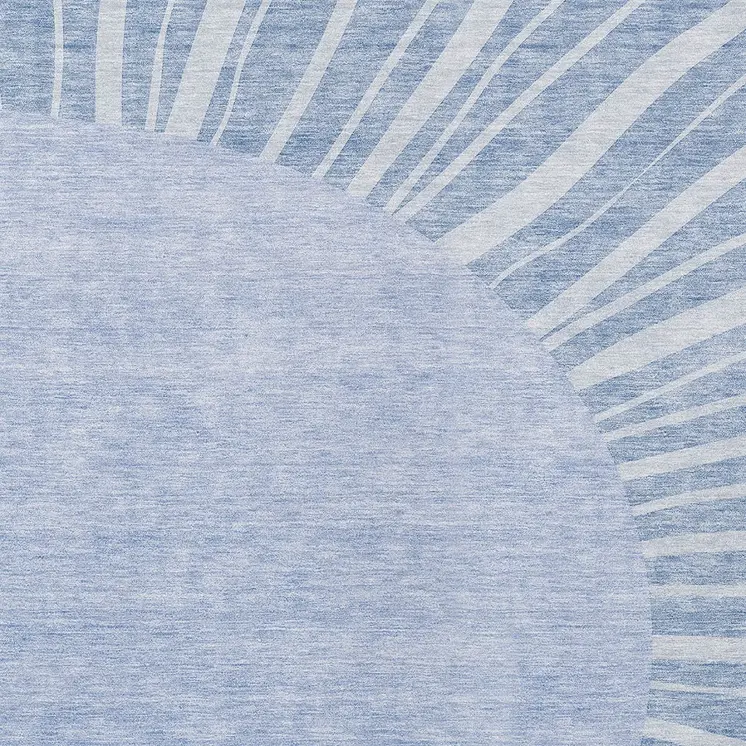 3' X 5' Denim Blue And Sky Blue Abstract Washable Indoor Outdoor Area Rug