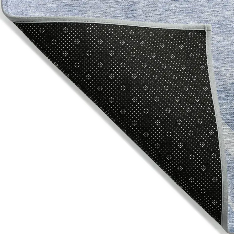 5' X 8' Denim Blue And Sky Blue Abstract Washable Indoor Outdoor Area Rug