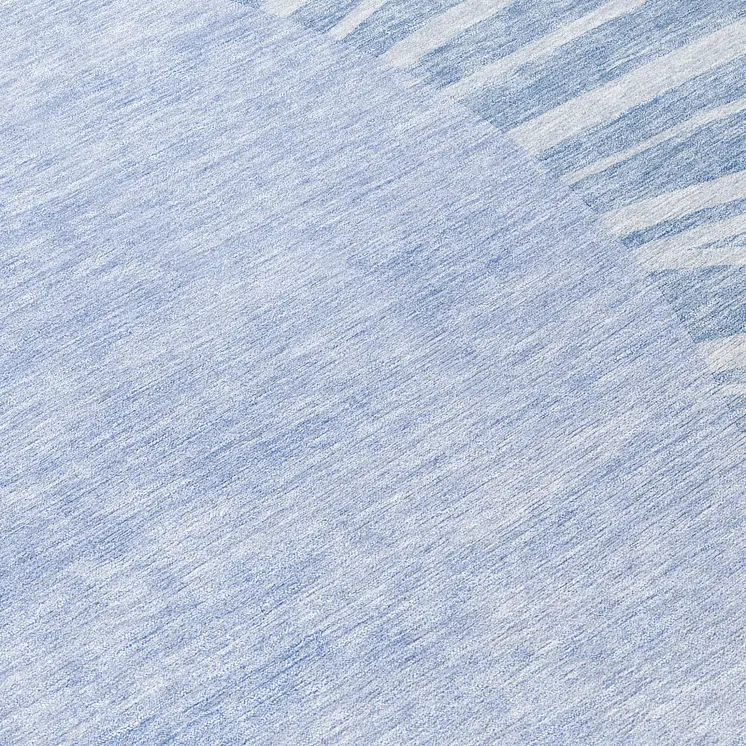 8' Denim Blue And Sky Blue Round Abstract Washable Indoor Outdoor Area Rug
