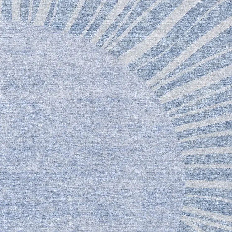 8' X 10' Denim Blue And Sky Blue Abstract Washable Indoor Outdoor Area Rug