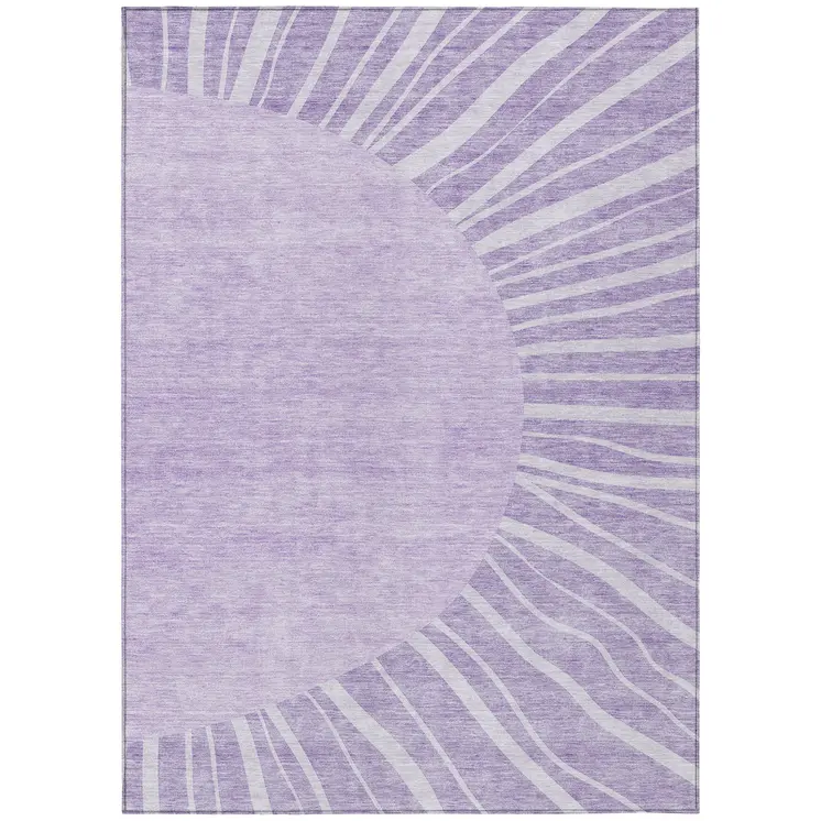 3' X 5' Lavender And Purple Abstract Washable Indoor Outdoor Area Rug