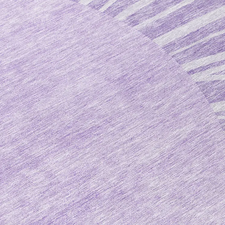 8' Lavender And Purple Round Abstract Washable Indoor Outdoor Area Rug