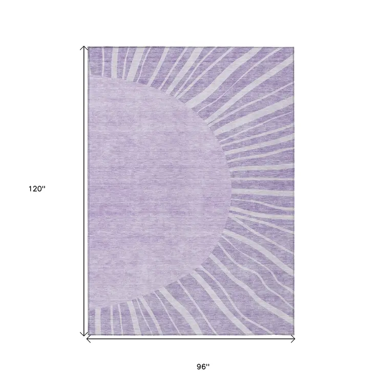8' X 10' Lavender And Purple Abstract Washable Indoor Outdoor Area Rug