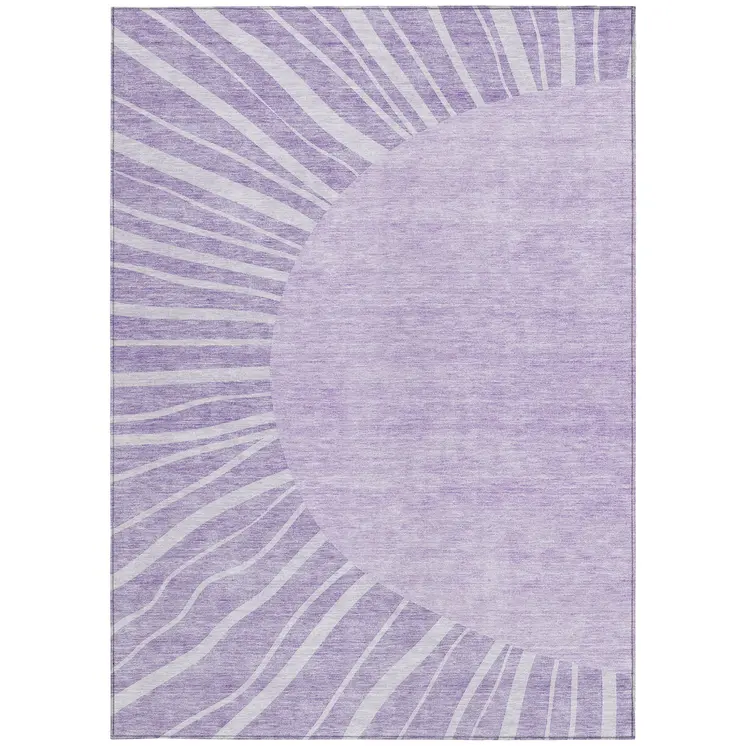8' X 10' Lavender And Purple Abstract Washable Indoor Outdoor Area Rug