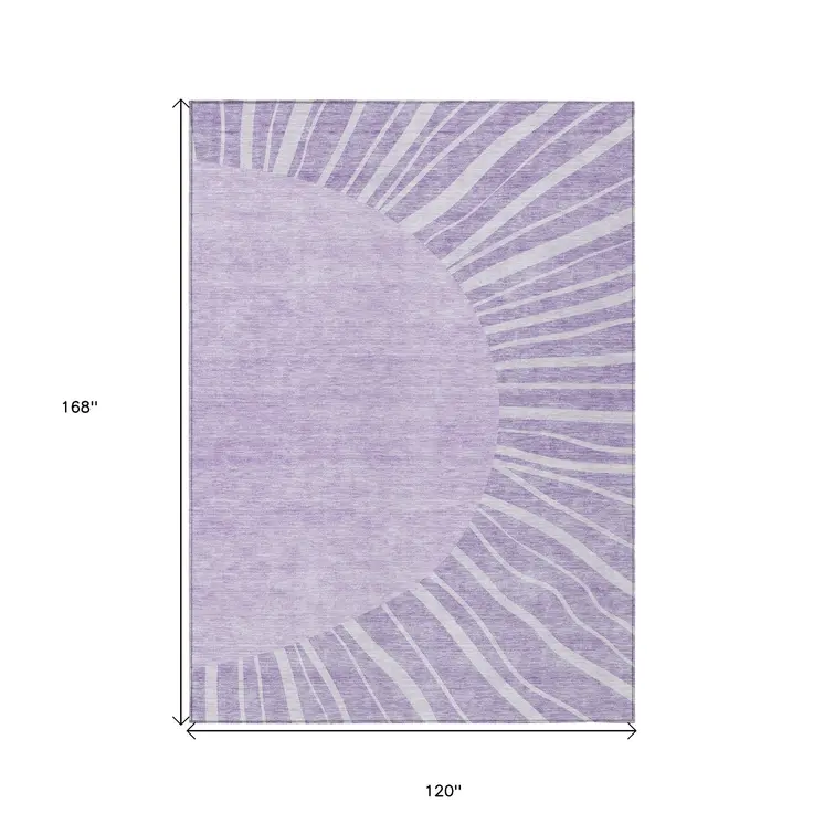 10' X 14' Lavender And Purple Abstract Washable Indoor Outdoor Area Rug