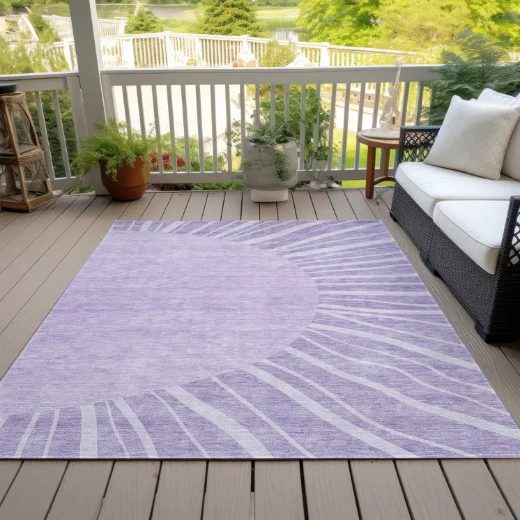 10' X 14' Lavender And Purple Abstract Washable Indoor Outdoor Area Rug