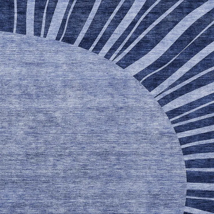 3' X 5' Navy Blue And Sky Blue Abstract Washable Indoor Outdoor Area Rug