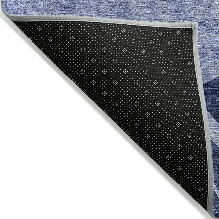 9' X 12' Navy Blue And Sky Blue Abstract Washable Indoor Outdoor Area Rug