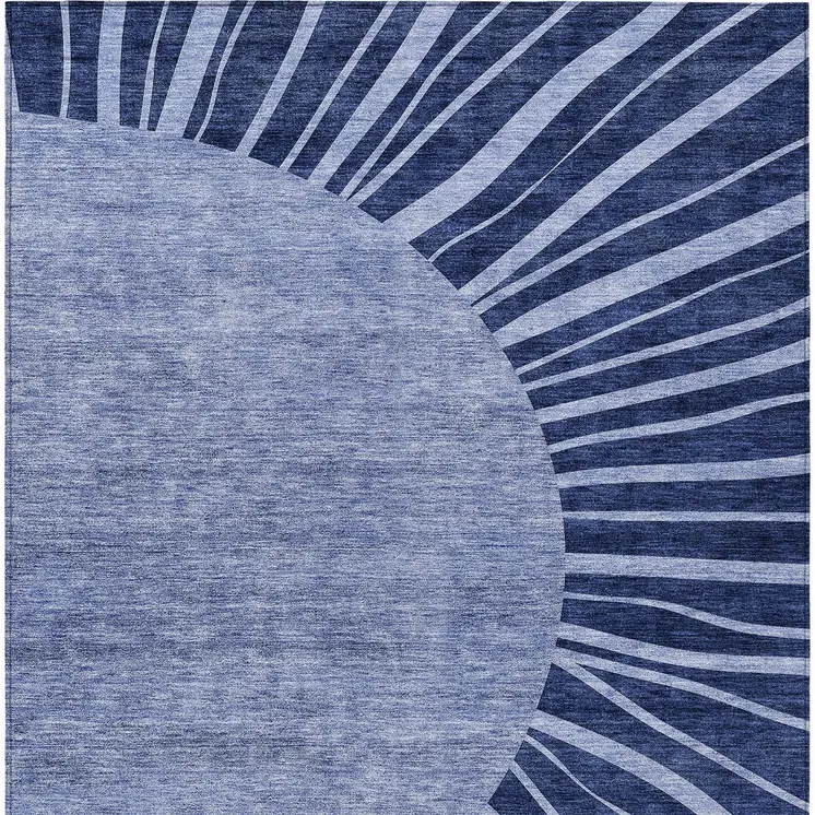 10' X 14' Navy Blue And Sky Blue Abstract Washable Indoor Outdoor Area Rug