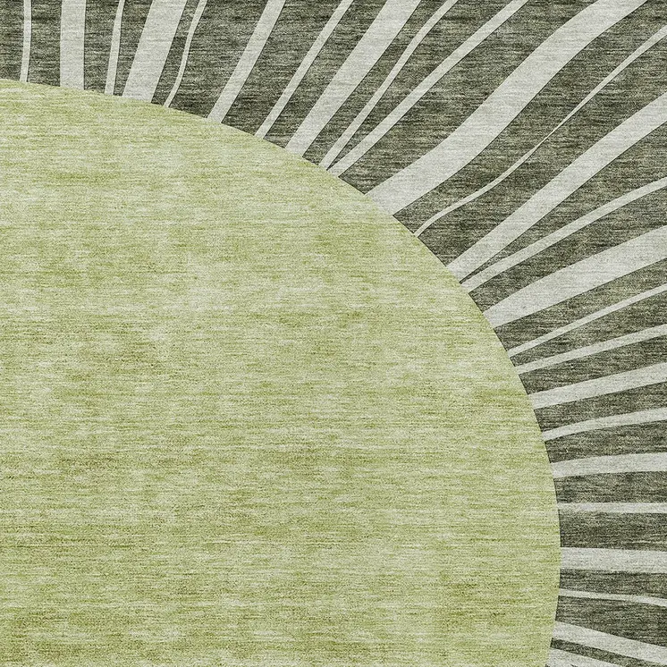5' X 8' Olive Green And Artichoke Green Abstract Washable Indoor Outdoor Area Rug